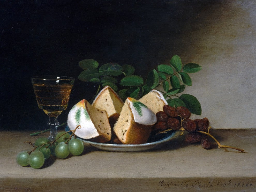 Glass Of Wine Grapes Cake R. Peale Tile Mural Wall Backsplash Art, 6"x8", Glossy