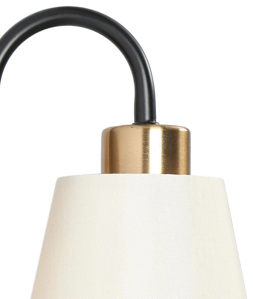LNC Calista 14" 2-Light Matte Black and Polished Gold Modern Vanity Light Bar