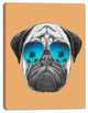 Funny Dog with Blue Glasses, Animal Canvas Art Print, 28"x60"
