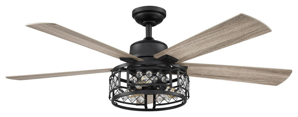 52-inch Modern Crystal Ceiling Fan With Remote