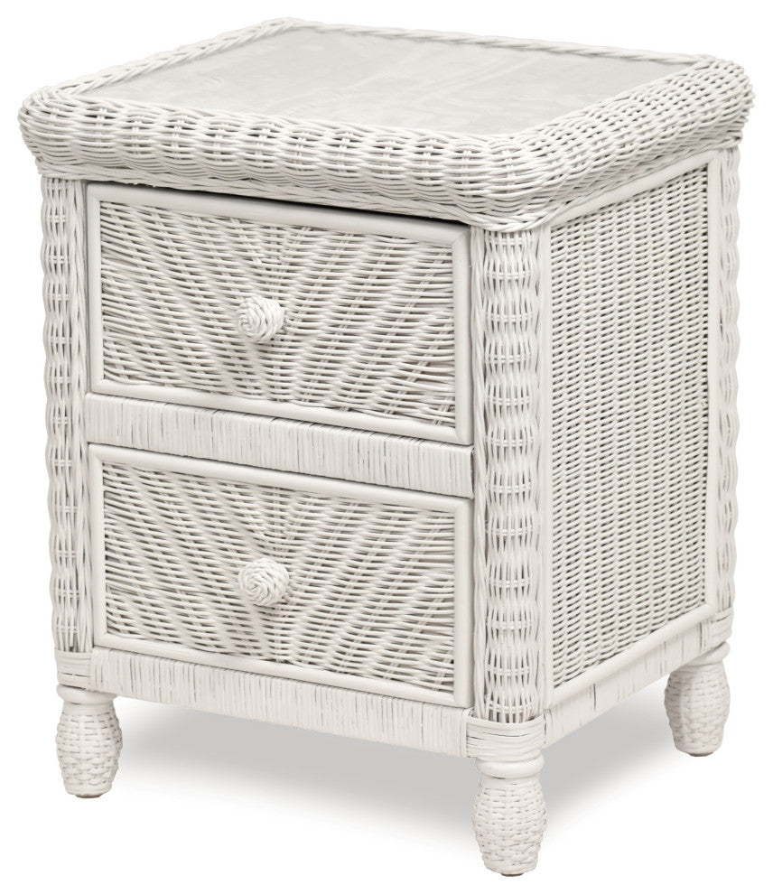 Santa Cruz 2-Drawer Nightstand With Glass Top, White