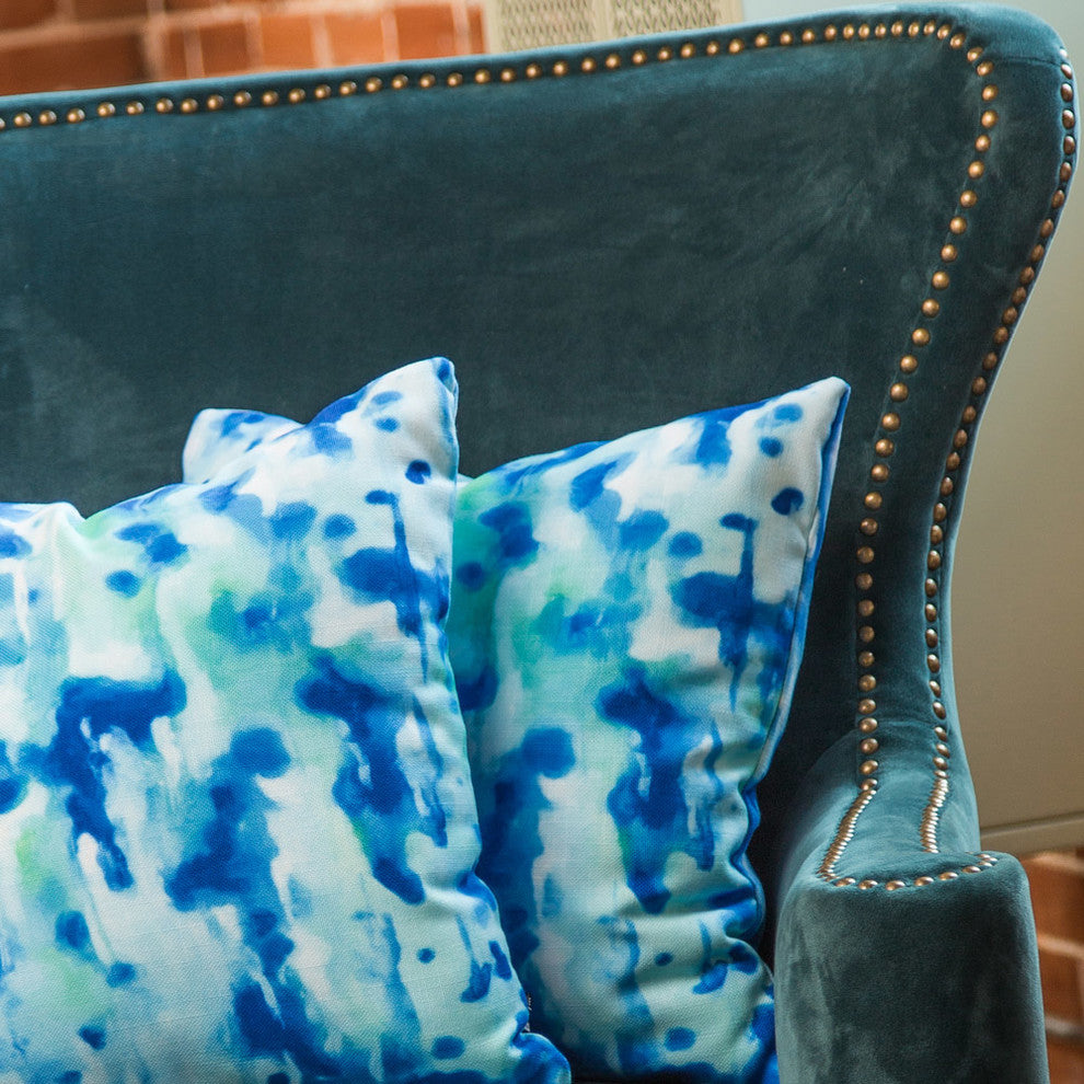 Rosie Brown Blue On Blue Outdoor Throw Pillow, 26x26x7