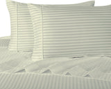 600TC 100% Long Staple Cotton Stripe Sheet Set, Ivory, Olympic Queen