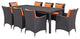 9 Piece Outdoor Dining Set, Faux Wicker Rattan, Orange