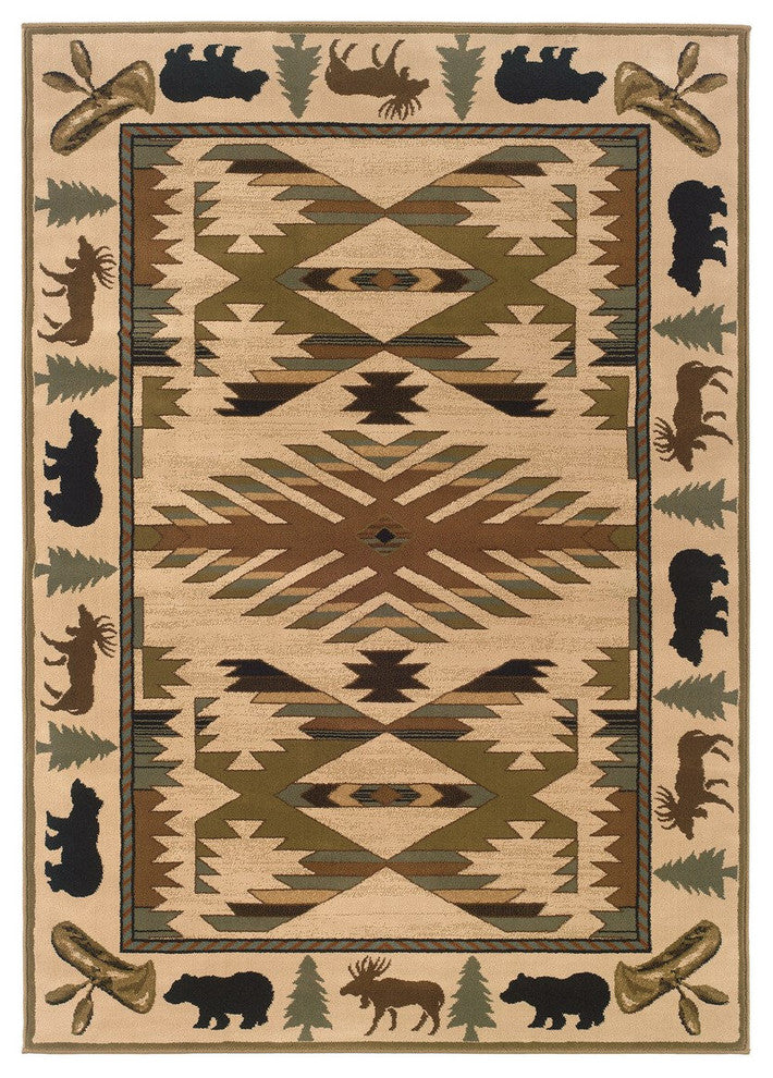 Hudson 1072A Ivory/Green 7'8" x 10'10" Rug