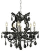 Elegant Maria Theresa Dining Room Light, Black Finish With Royal Cut Crystal