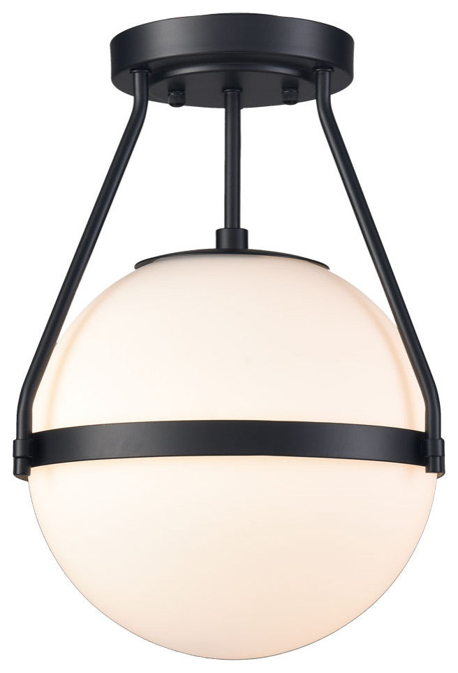 Modern Globe Semi Flush Mount Ceiling Light Sputnik Chandeliers, Black, 1-Light