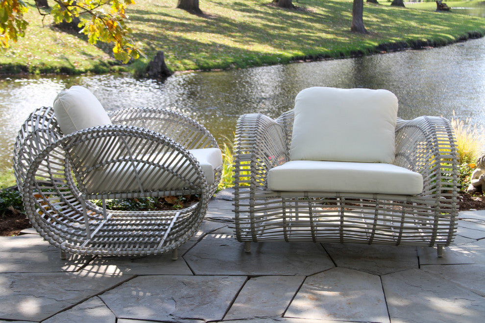 3-Piece Lava Seating Group With Teak Accent Table, Grey
