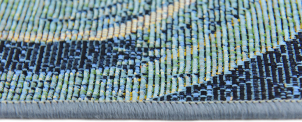 Unique Loom Light Blue Rippling Outdoor 6'' 0 x 6'' 0 Square Rug