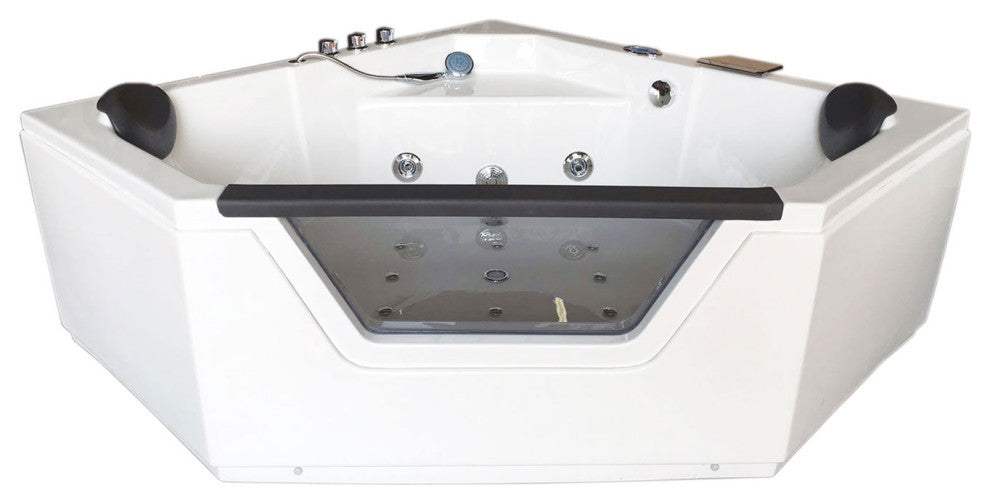 Whirlpool Corner Bathtub white 59.05" x 59.05" with Heater - Ibiza