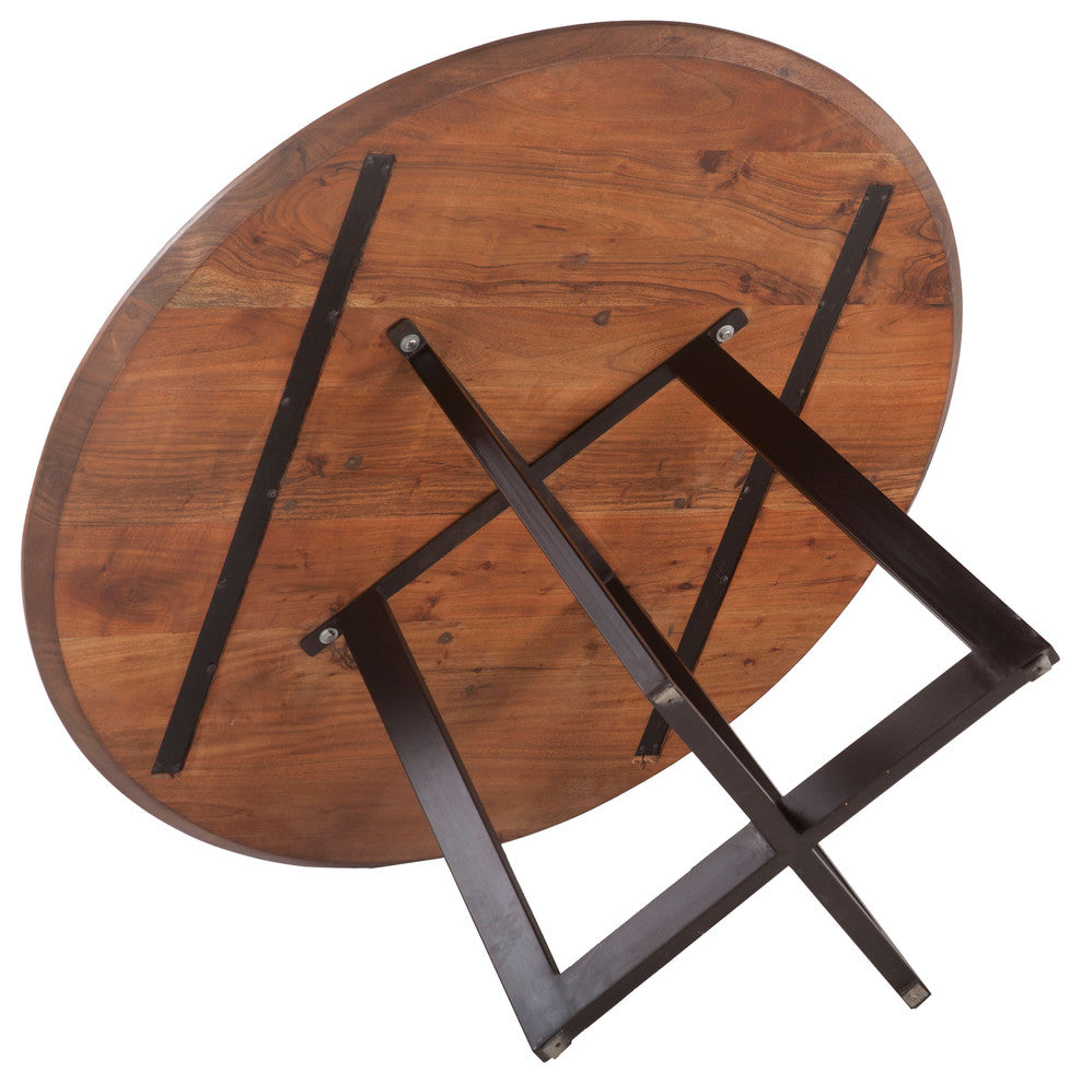 Mapai 48-Inch Round Acacia Wood Table in Walnut Finish