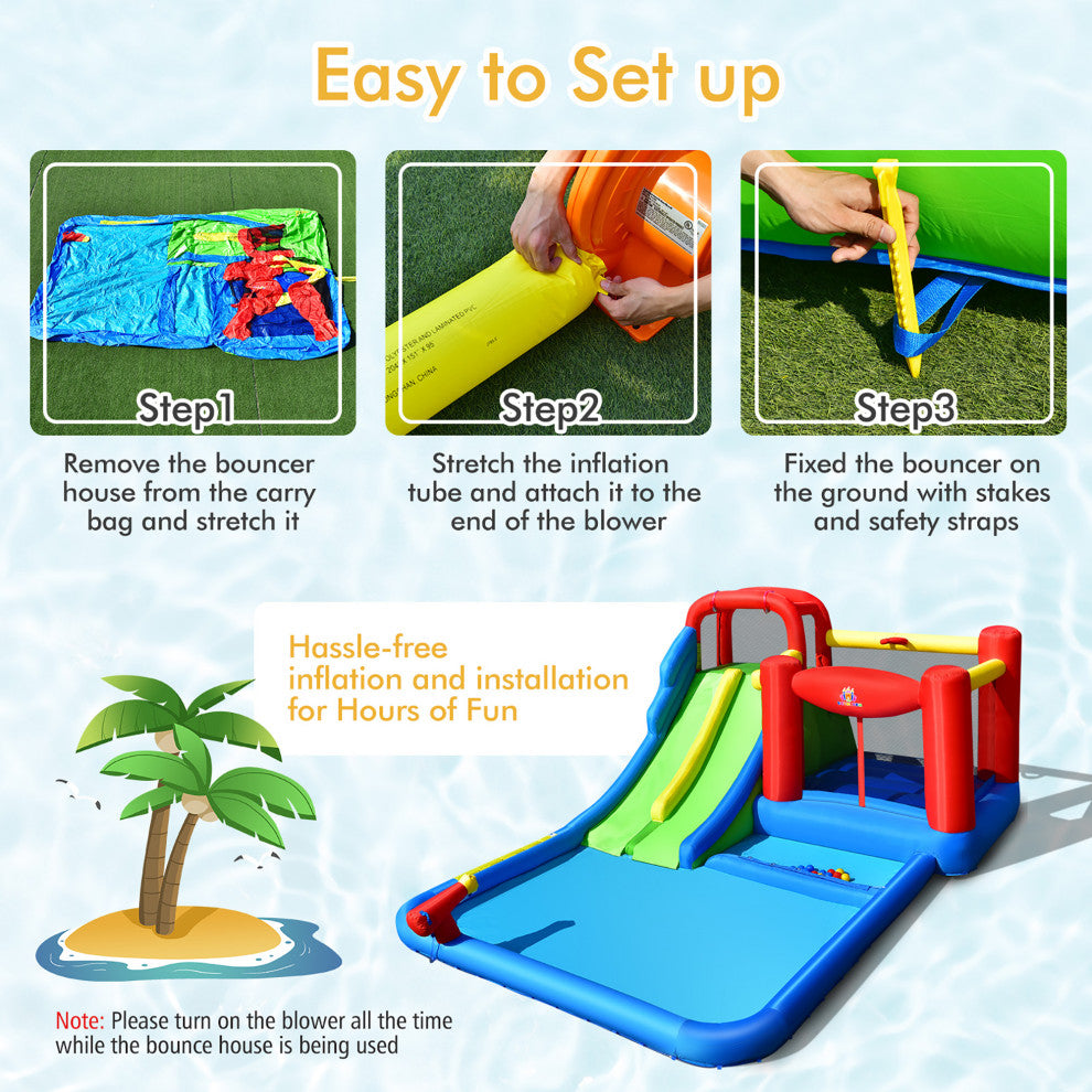 Costway Inflatable Water Slide Kids Jumping Bounce Castle Ocean Balls Excluded