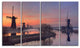 Windmills at Sunrise Panorama, Landscape Canvas Art Print, 48"x28", 4 Panels