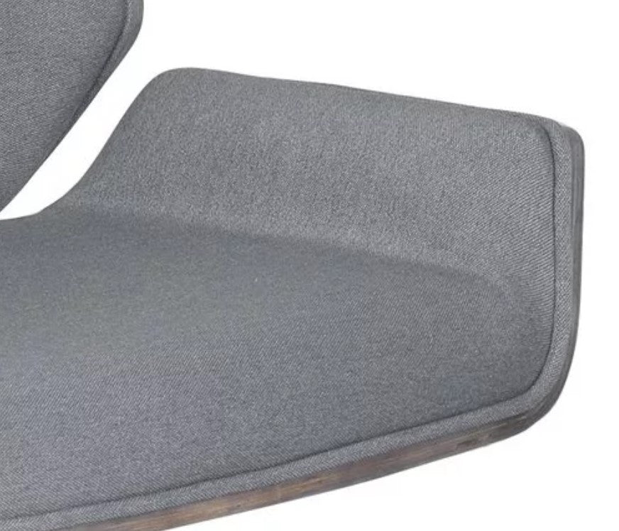 Retro Modern Office Chair, Adjustable Bentwood Seat With Padded Cushions, Gray