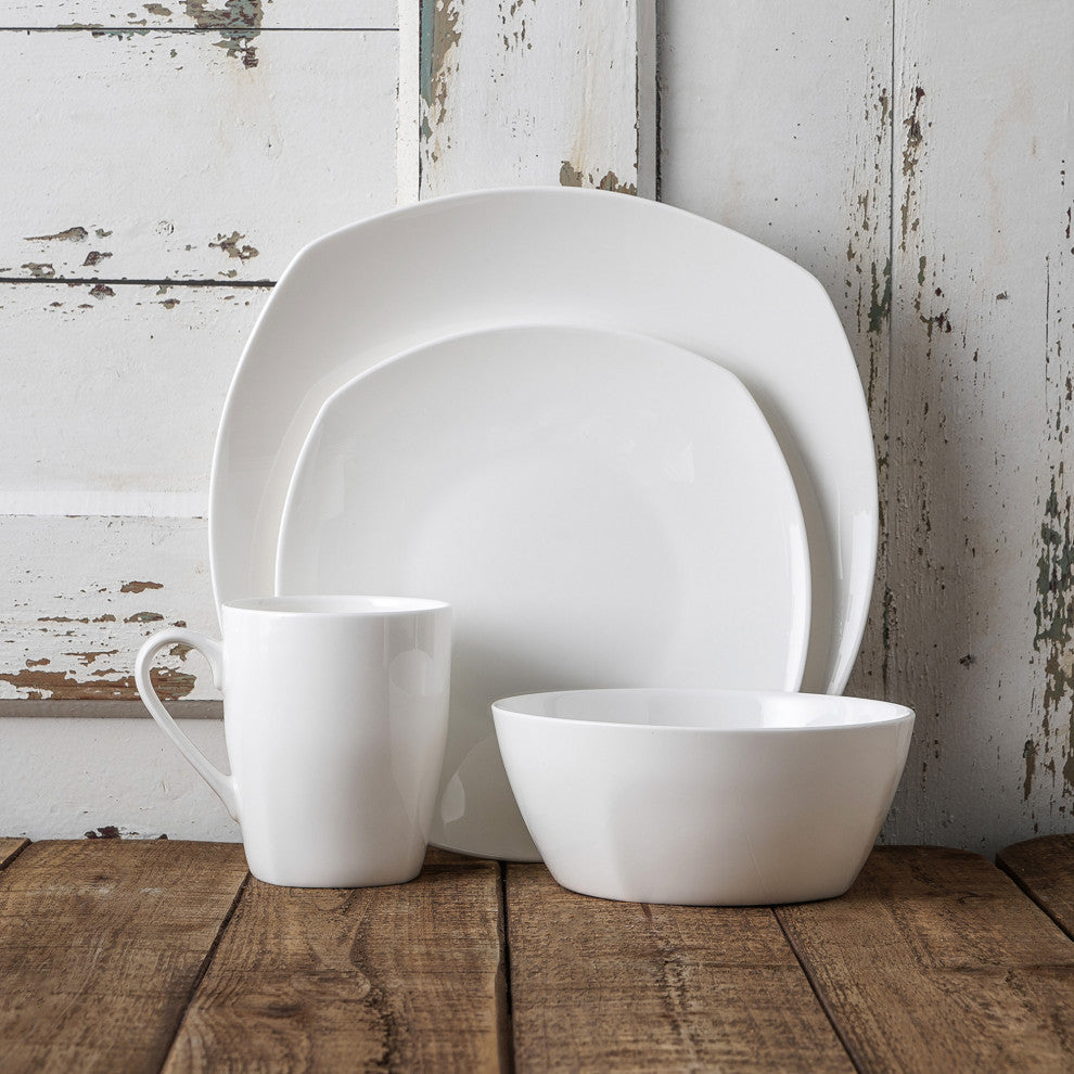 Stone Lain Juliette Bone China 32 Piece Dinnerware Set, White