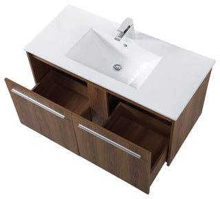 Tara Single Bathroom Floating Vanity, Walnut Brown, 40"