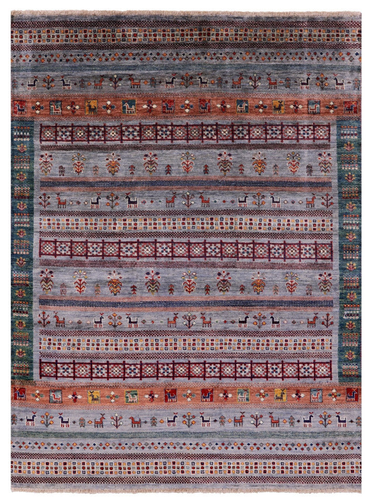 Handmade Tribal Persian Gabbeh Wool Rug 5' 1" X 6' 10" Q9915