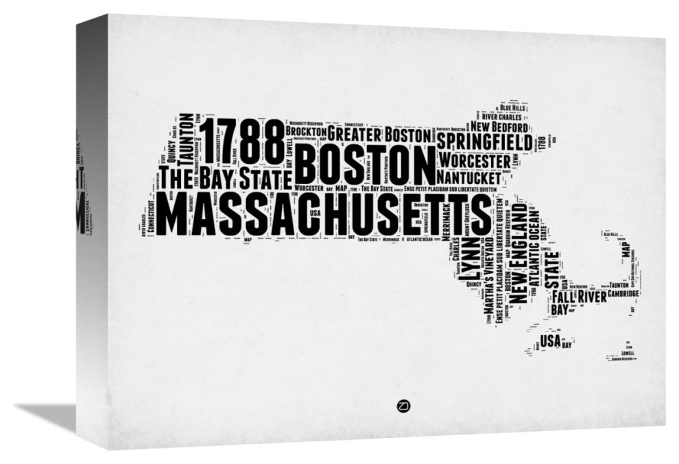 "Massachusetts Word Cloud 2" Fine Art Print