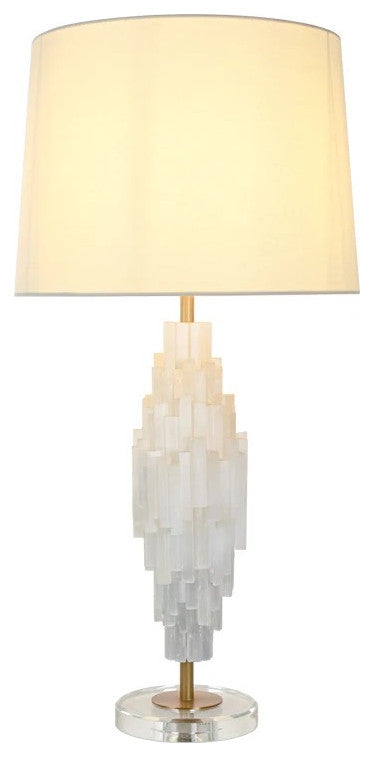 Translucent Tiered Natural Selenite Stone Table Lamp