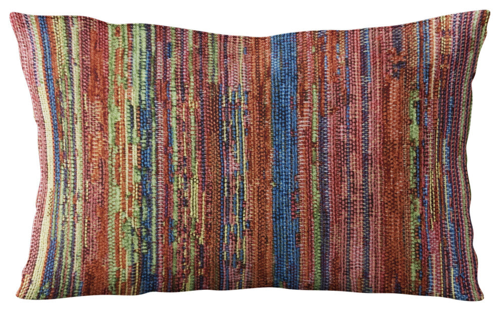 Plutus Multi-Color Red Sea Stripe Luxury Throw Pillow, 20"x26"