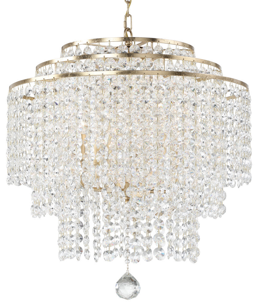 Gabrielle Six Light Chandelier in Antique Gold