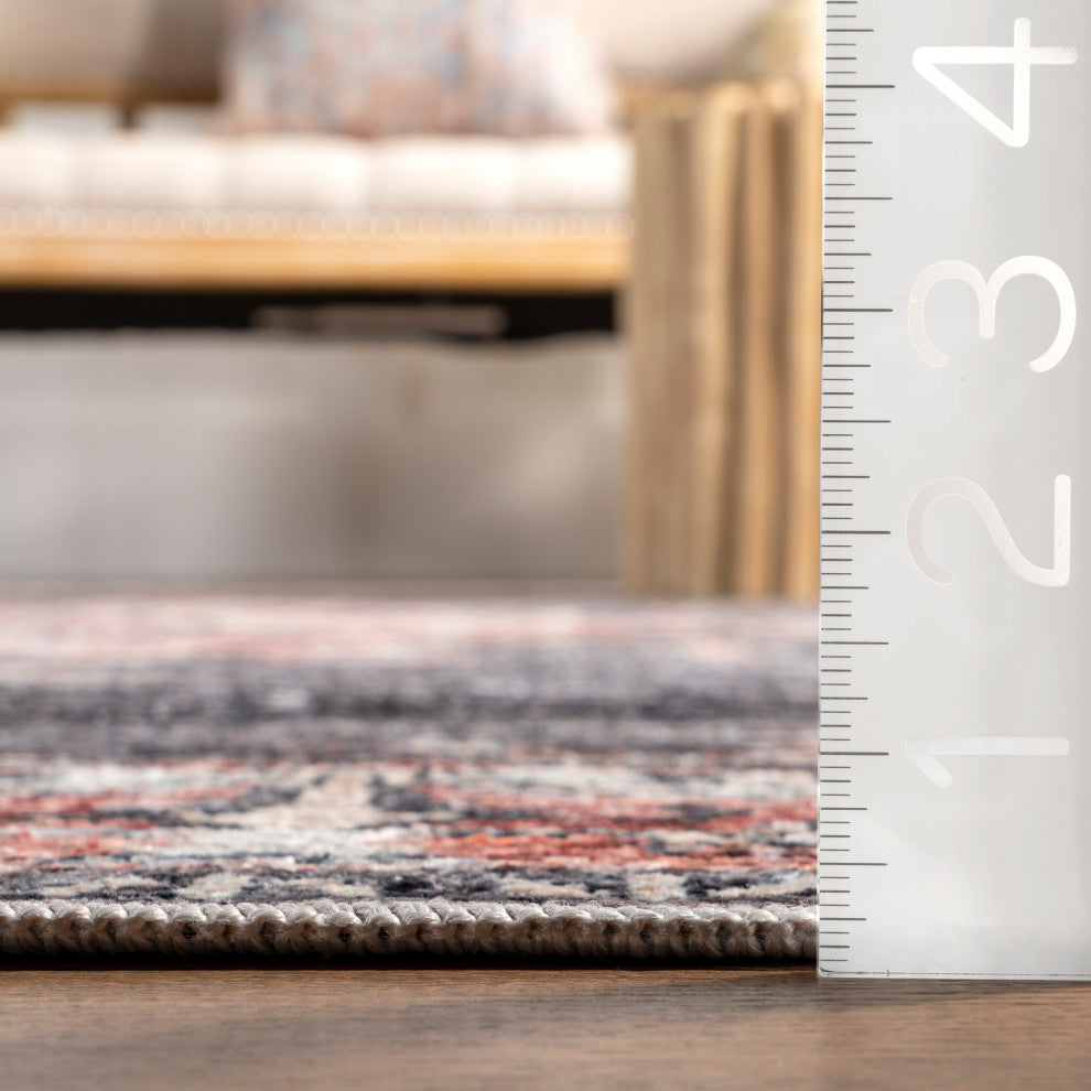 Wild Orchid Machine Washable Area Rug, Charcoal 2'x3'