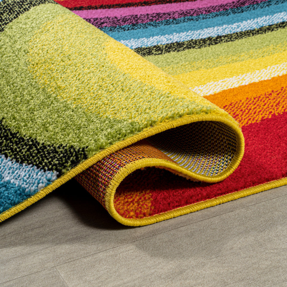 Flow Abstract Swirl Red/Yellow/Blue 3 ft. x 5 ft. Runner Rug