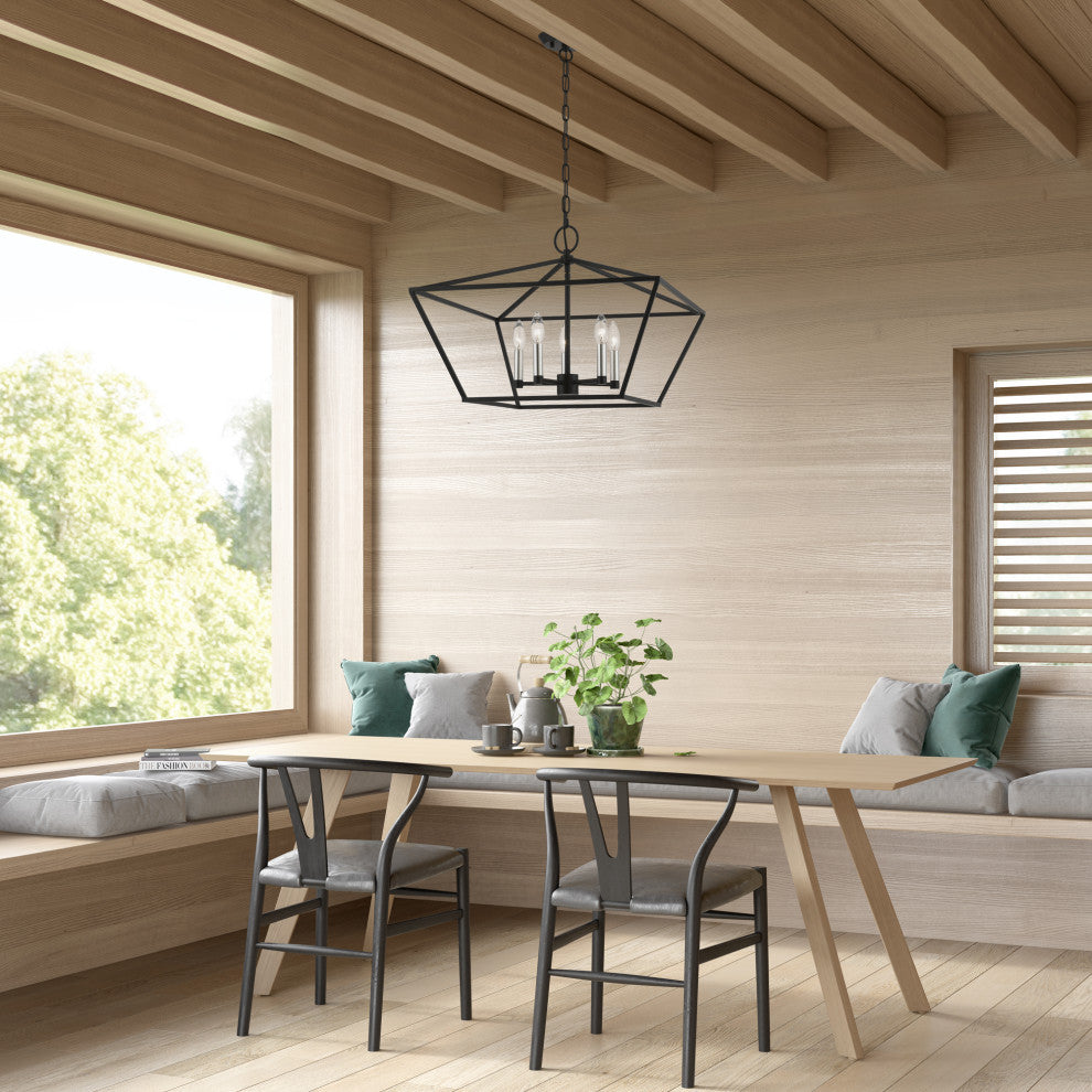 Devone 5 Light Black With Brushed Nickel Accents Chandelier