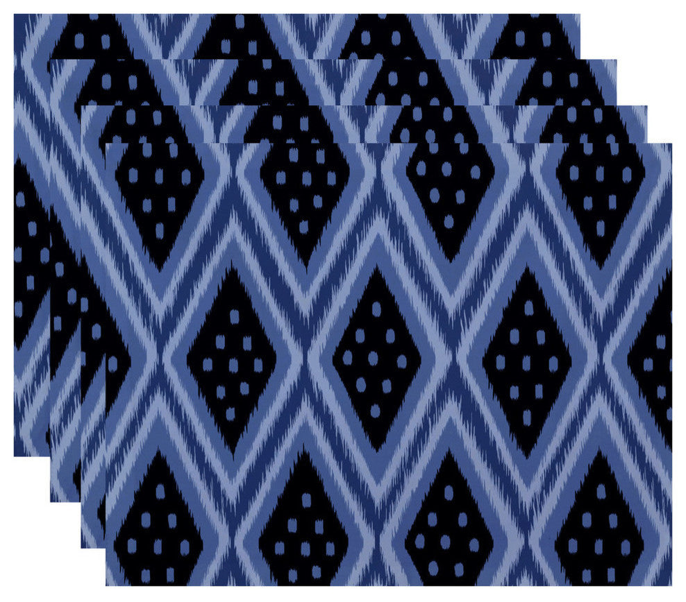 Ikat Diamond Dot Geometric Print Placement, Bewitching, Set of 4
