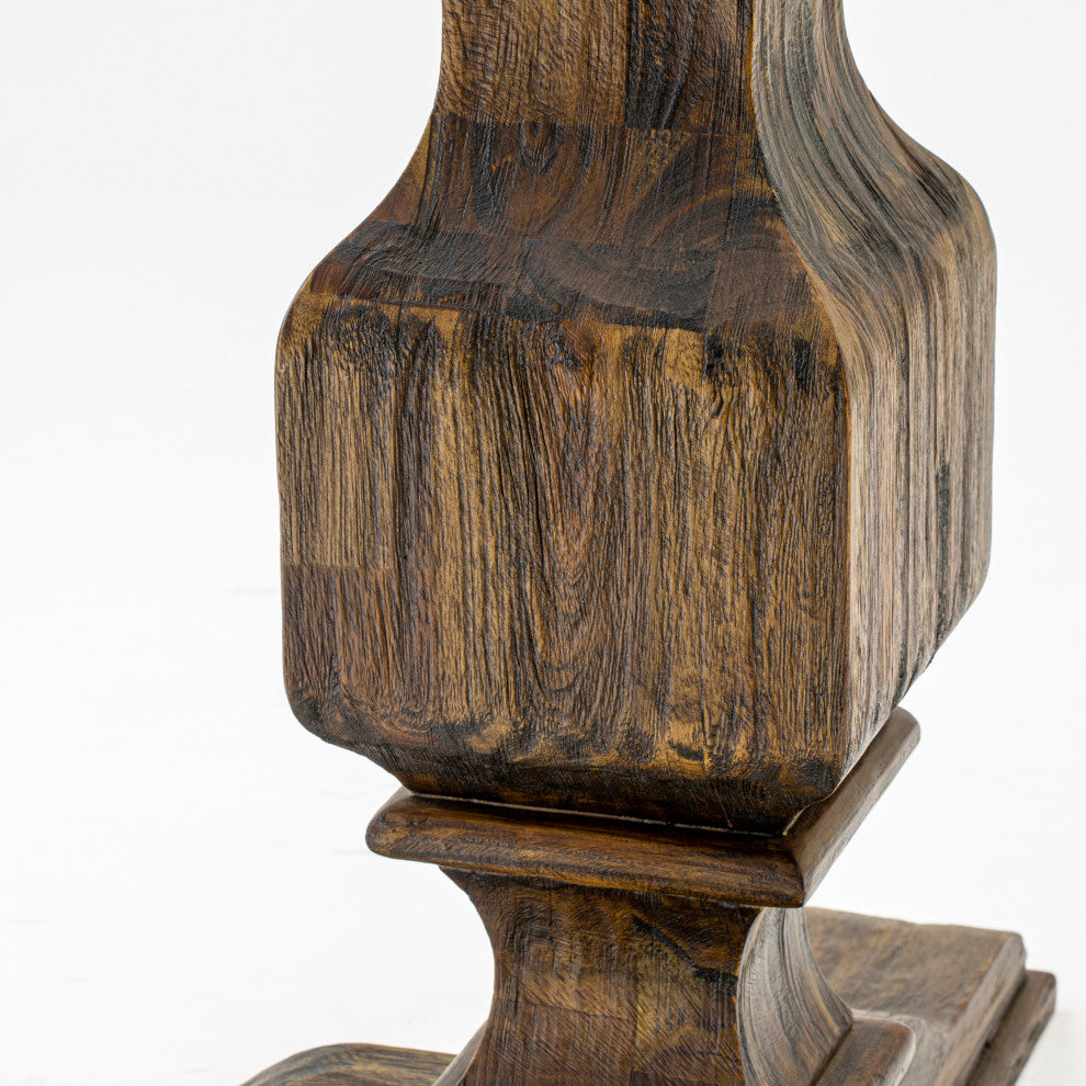 Round Dining Table, Rustic Rubberwood Table, Distressed Jacobean Finish, 48"