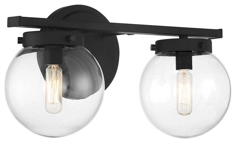 2-Light Bathroom Vanity Light, Matte Black