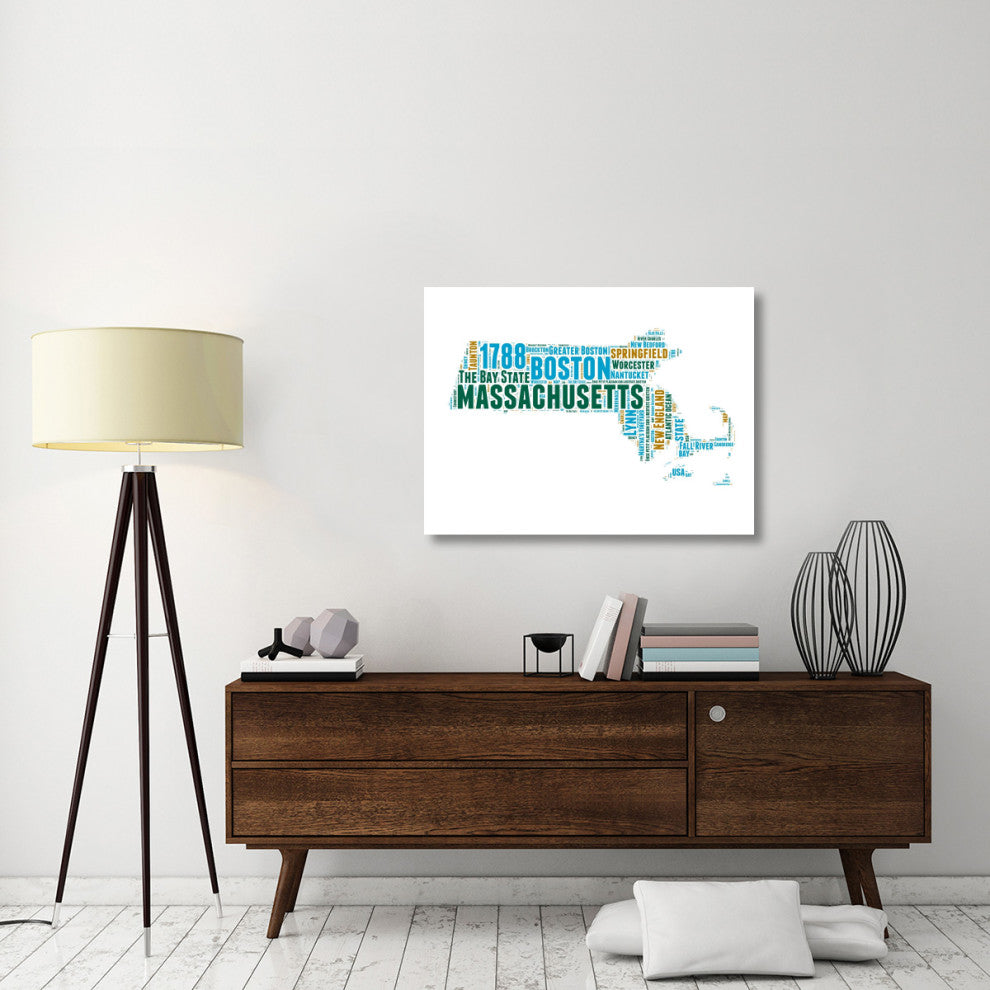 "Massachusetts Word Cloud Map" Fine Art Print