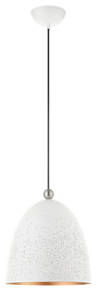 Livex Lighting Arlington 1 Light White, Brushed Nickel Accents Medium Pendant
