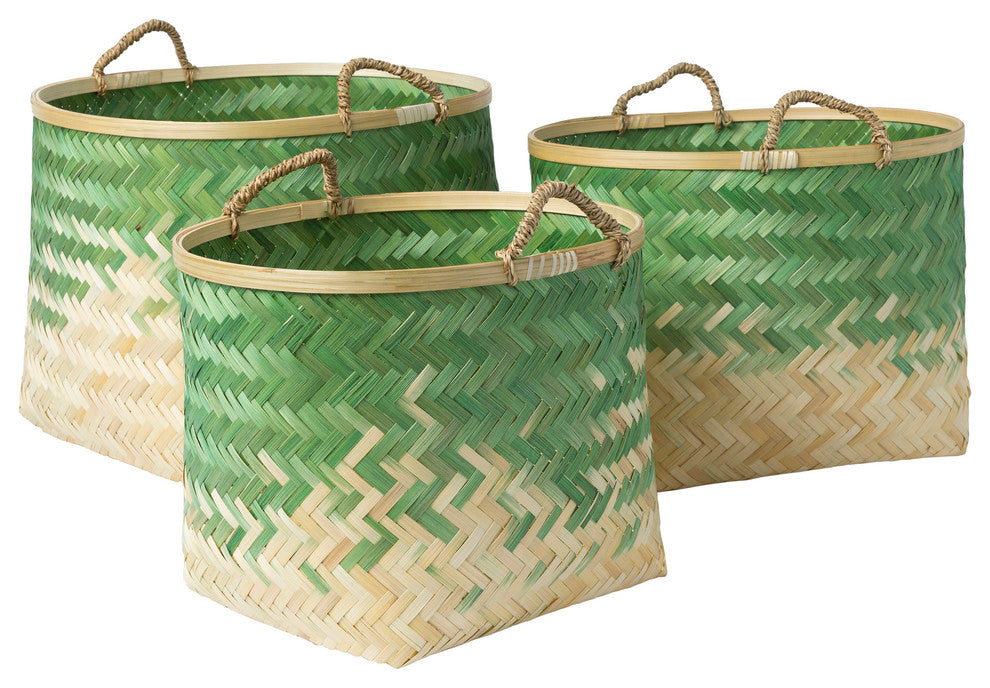 Forrestburg 3-Piece Green Basket Set, Yellow, Green