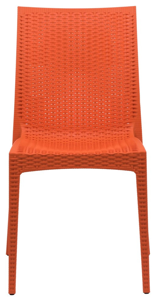 Leisuremod Weave Mace Indoor Outdoor Patio Chair, Set of 2, Orange