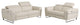 Prato Genuine Italian Leather Modern Sofa and Loveseat, Beige