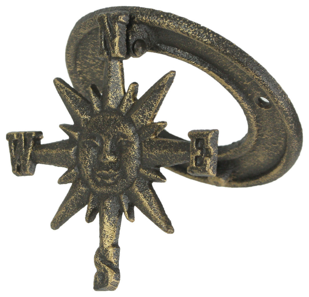 Bronze Cast Iron Decorative Sun Compass Rose Door Knocker Rustic Home Decor