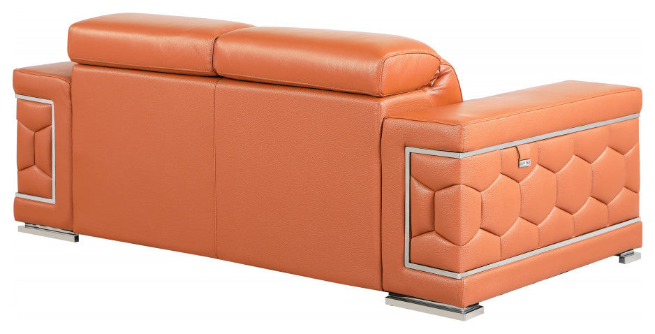 2-Piece Indoor Camel Italian Leather Five Person Seating Set