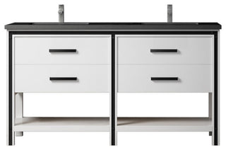Rey 60" Double Bathroom Vanity Set, White