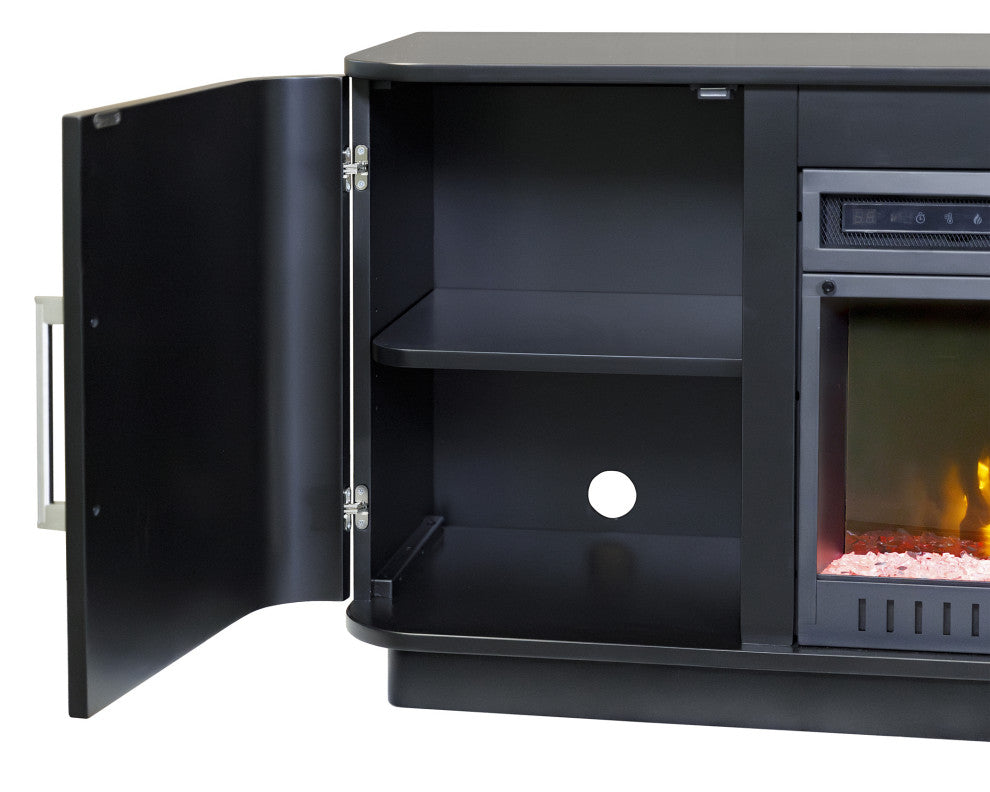 Modern 84" Fireplace Console Entertainment, Black