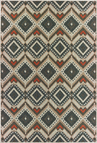 Oriental Weavers Latitude Grey/ Orange Geometric Indoor/Outdoor Rug 9'10"X12'10"