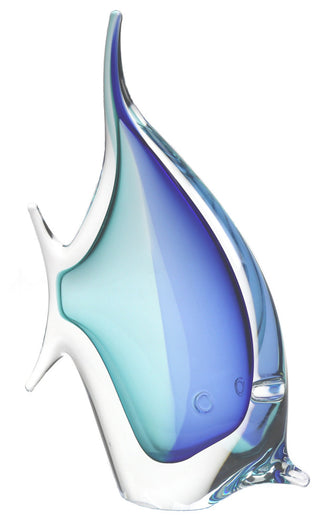 Murano Glass Design Crystal Tropical Fish Aqua Blue