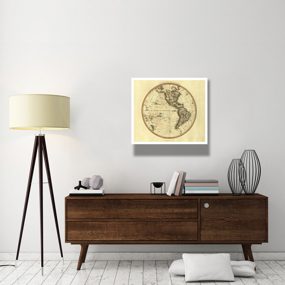 "Western Hemisphere, 1799" Digital Paper Print by John Cary, 32"x32"