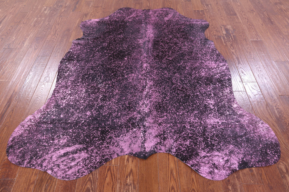 7' 0" X 6' 3" Pink Metallic Cowhide Rug C2077