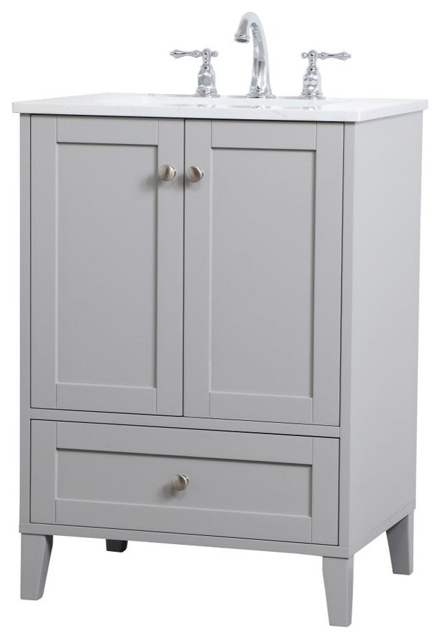 24" Single Bathroom Vanity, Gray