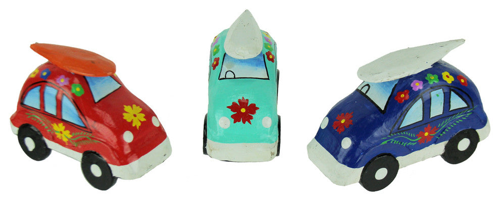 Colorful Wood Surfer Flower Power Beach Buggy Set of 3