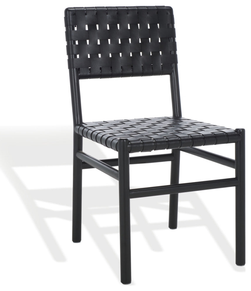 Safavieh Couture Jeremiah Woven Leather Dining Chair, Black