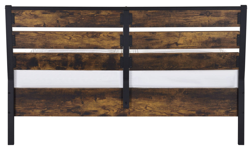 24247Ek Eastern King Bed, Rustic Oak & Black Finish