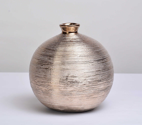 Spun Round Metallic Vase