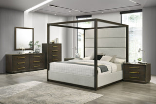 Modrest Manhattan Contemporary Cherry and Gold Nightstand
